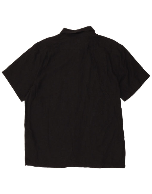 Billabong Mens Short Sleeve Shirt Large Black Linen