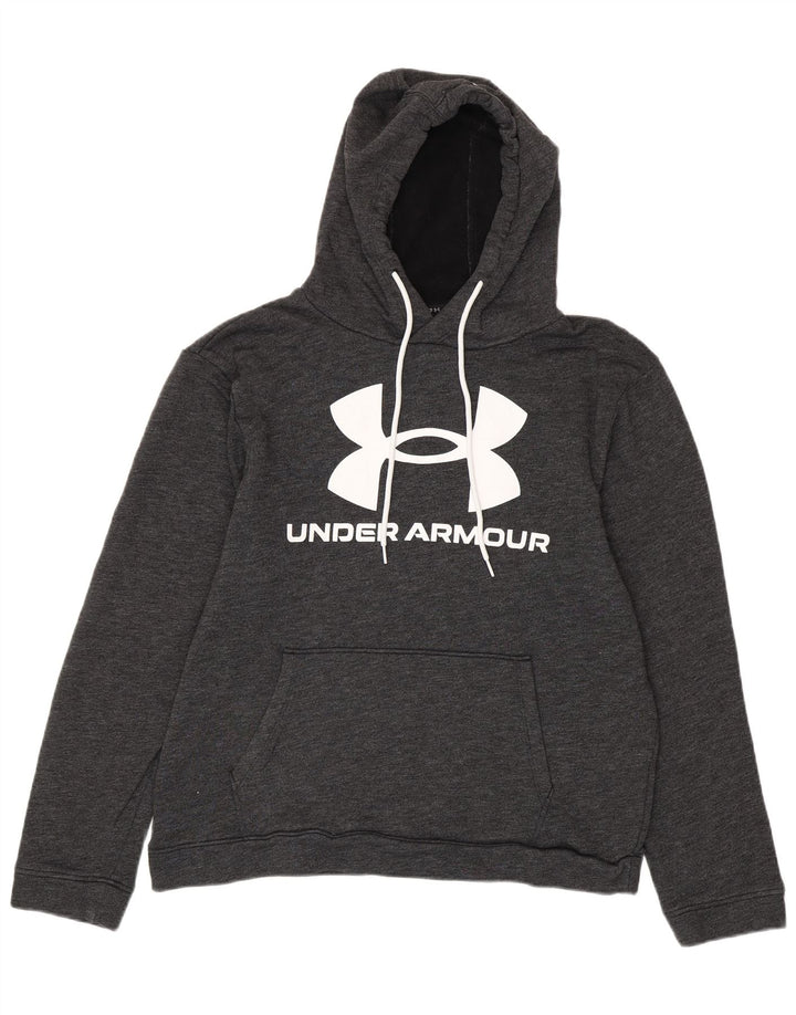 UNDER ARMOUR Mens Loose Fit Graphic Hoodie Jumper Large Grey Flecked