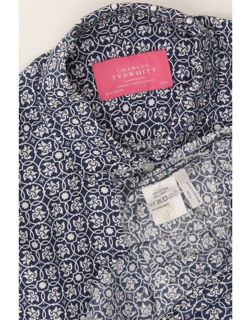 CHARLES TYRWHITT Womens Shirt UK 16 Large  Blue Floral Cotton Vintage Charles Tyrwhitt and Second-Hand Charles Tyrwhitt from Messina Hembry 