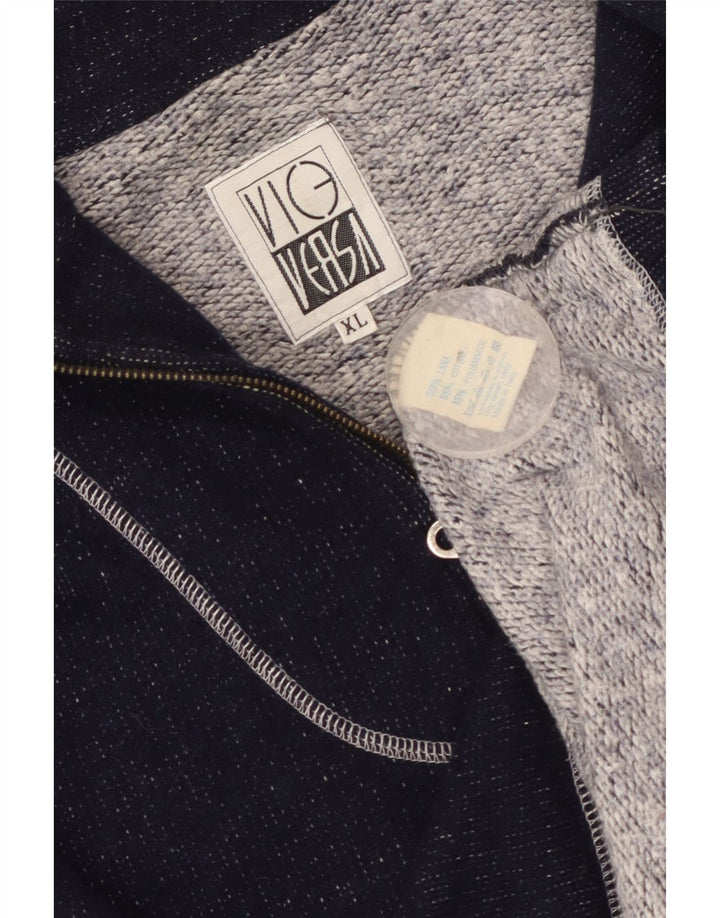 Vintage Mens Zip Neck Sweatshirt Jumper XL Navy Blue Wool