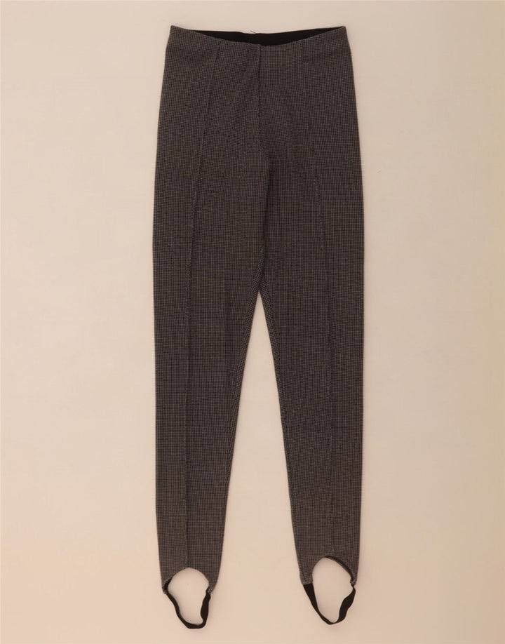 Zara Womens Stirrup Trousers Small W24 L31 Green Houndstooth