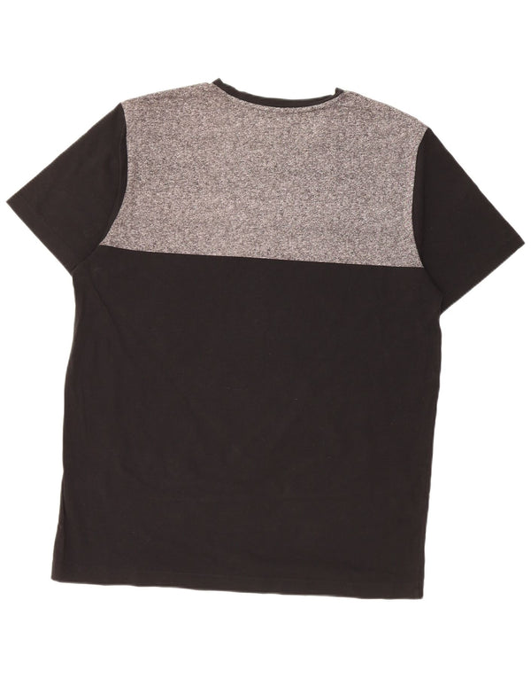 HUGO BOSS Mens Graphic T-Shirt Top Large Black Colourblock Cotton