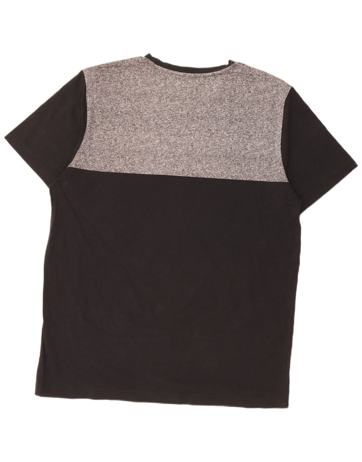 HUGO BOSS Mens Graphic T-Shirt Top Large Black Colourblock Cotton