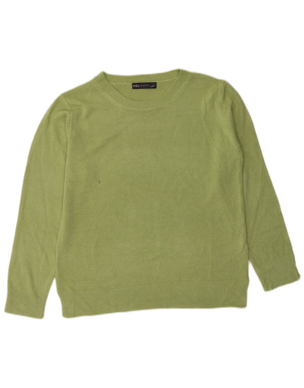 Marks & Spencer Womens Boat Neck Jumper Sweater UK 12 Medium Green Acrylic