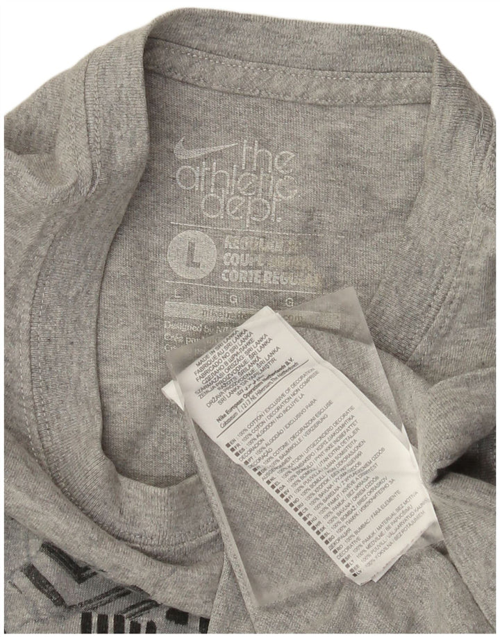 Nike Mens Regular Fit Graphic T-Shirt Top Large Grey Cotton