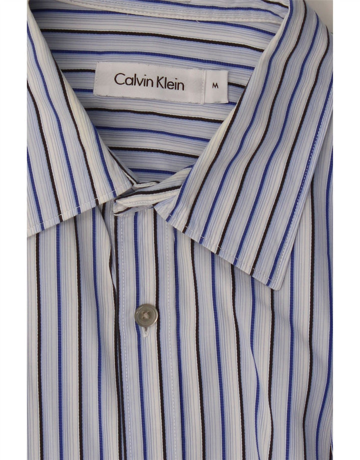 CALVIN KLEIN Mens Shirt Medium Blue Striped Cotton