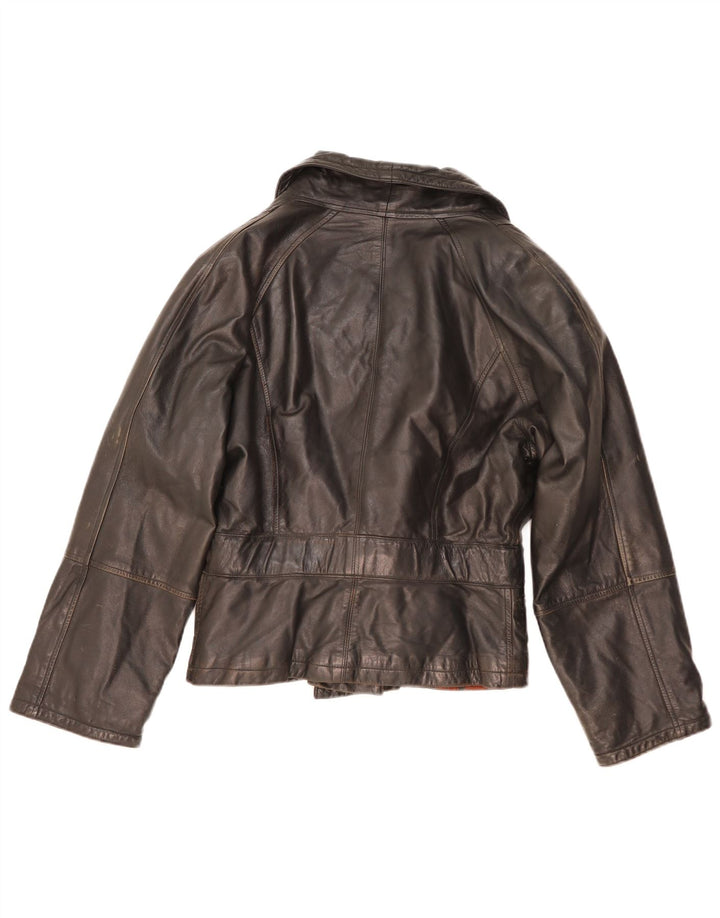 Vintage Womens Leather Jacket UK 14 Medium Black Leather