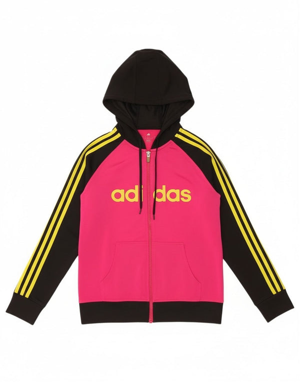 Adidas Womens Climalite Zip Hoodie Sweater UK 12/14 Medium Pink Colourblock