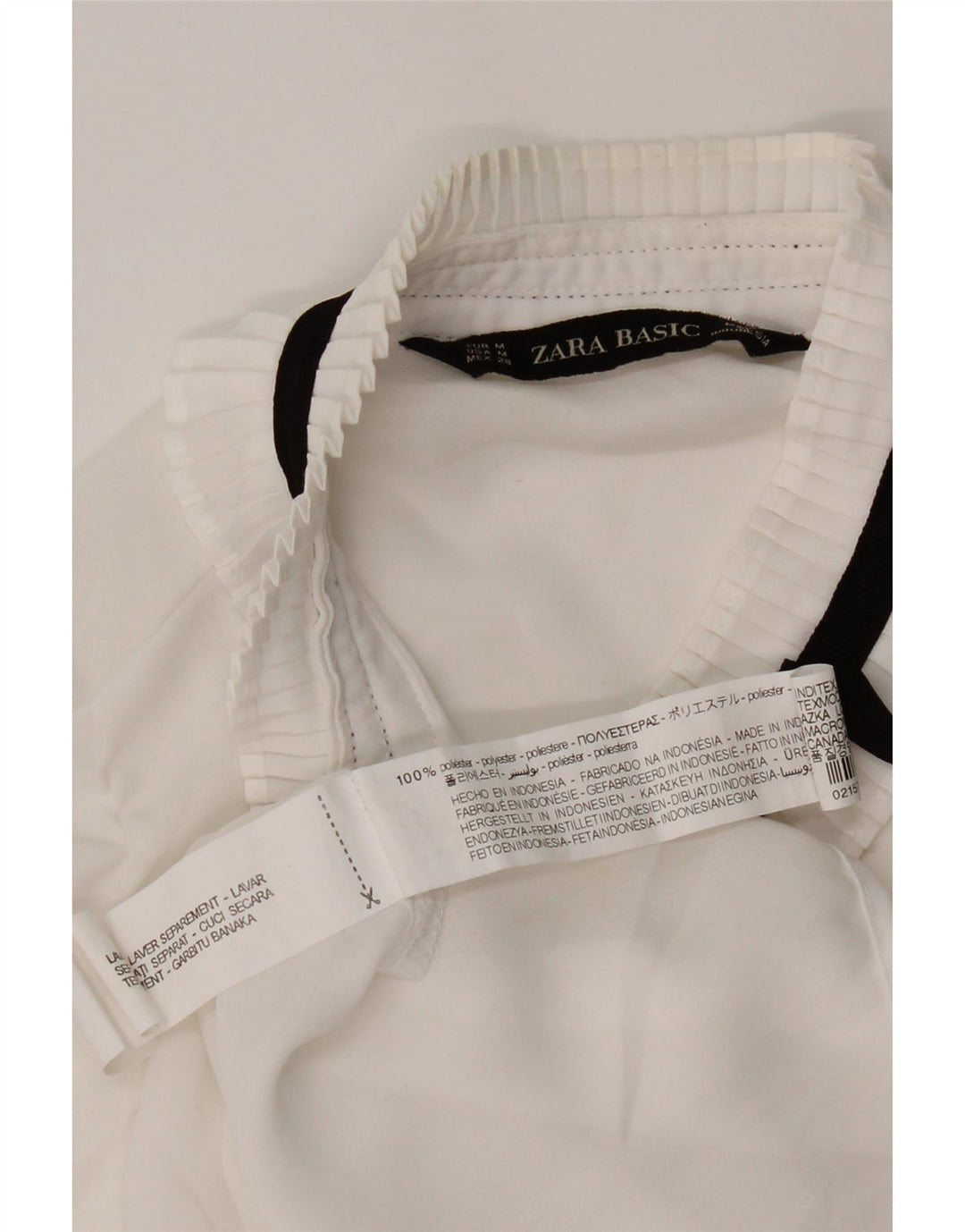 Zara Womens 3/4 Sleeve Shirt Blouse UK 14 Medium White Polyester
