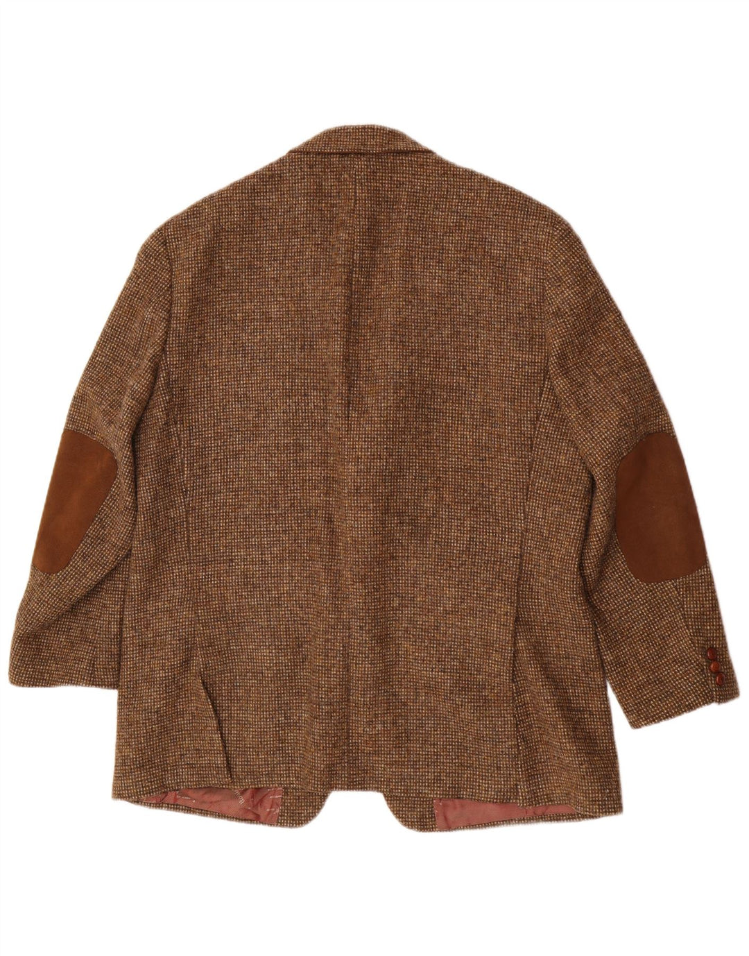 Harris Tweed Mens 2 Button Blazer Jacket UK 46 3XL Brown Virgin Wool
