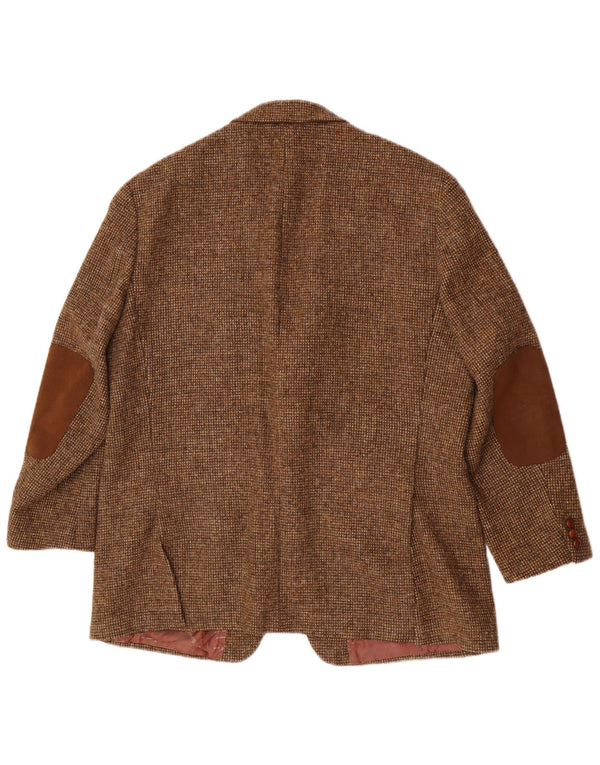Harris Tweed Mens 2 Button Blazer Jacket UK 46 3XL Brown Virgin Wool