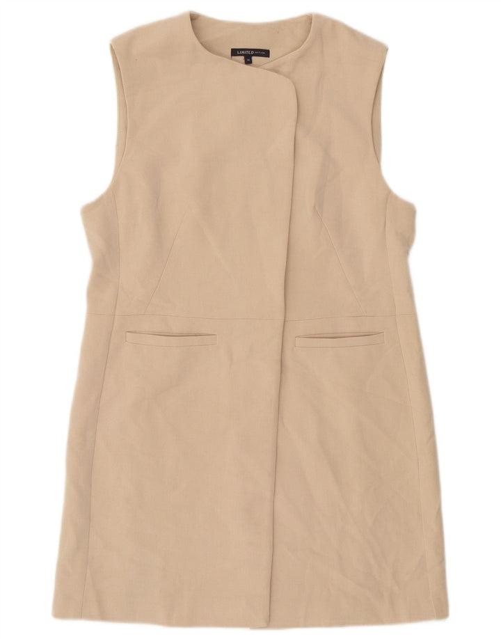 Marks & Spencer Womens Longline Sleeveless Blazer Jacket UK 10 Small Beige
