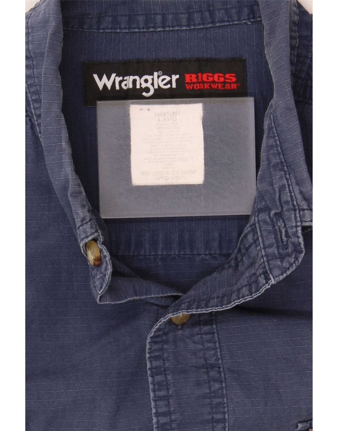Wrangler Mens Short Sleeve Shirt Large Navy Blue Cotton