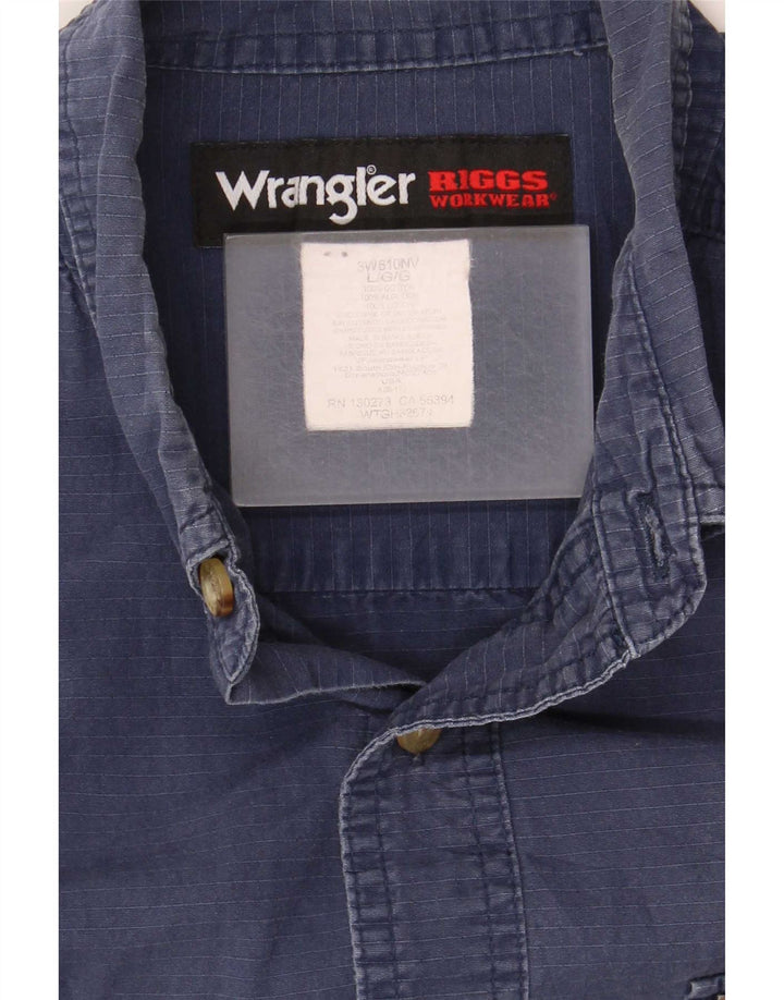 Wrangler Mens Short Sleeve Shirt Large Navy Blue Cotton