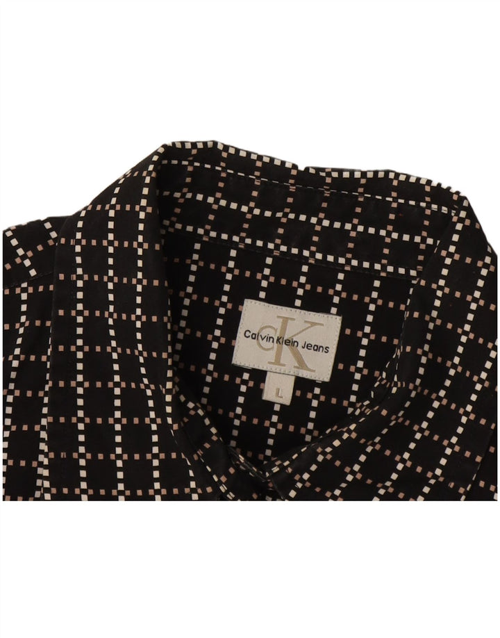Calvin Klein Jeans Mens Shirt Large Black Geometric