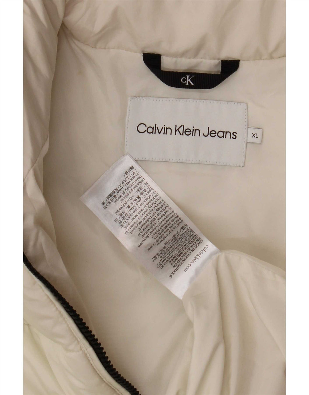 Calvin Klein Jeans Womens Graphic Padded Jacket UK 18 XL White Polyester