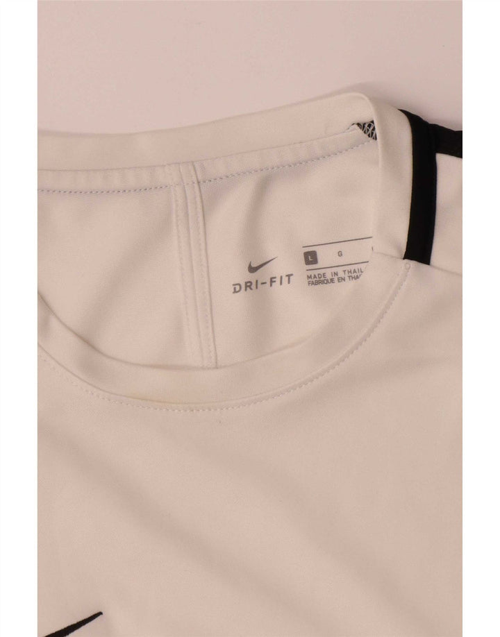 Nike Mens Dri Fit T-Shirt Top Large White Colourblock Polyester