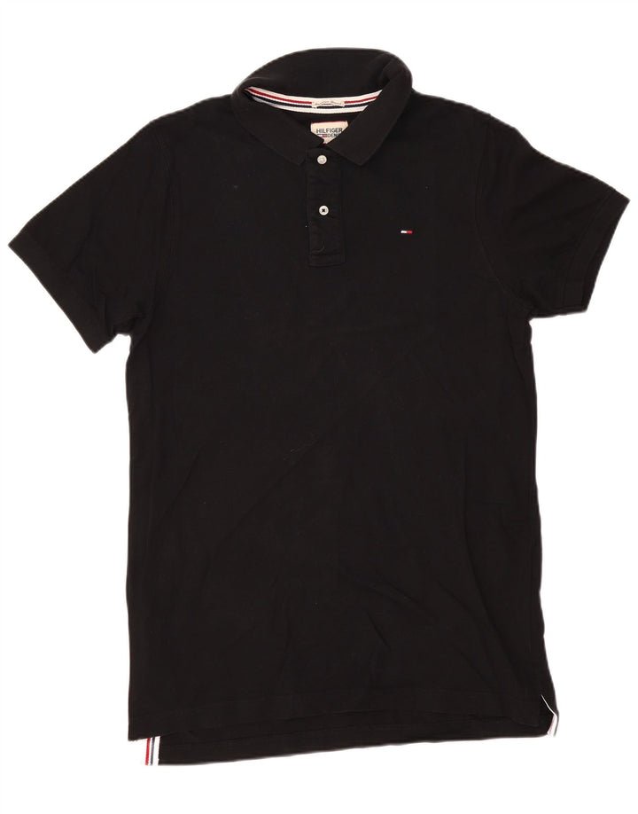 TOMMY HILFIGER Mens Polo Shirt XL Black Cotton