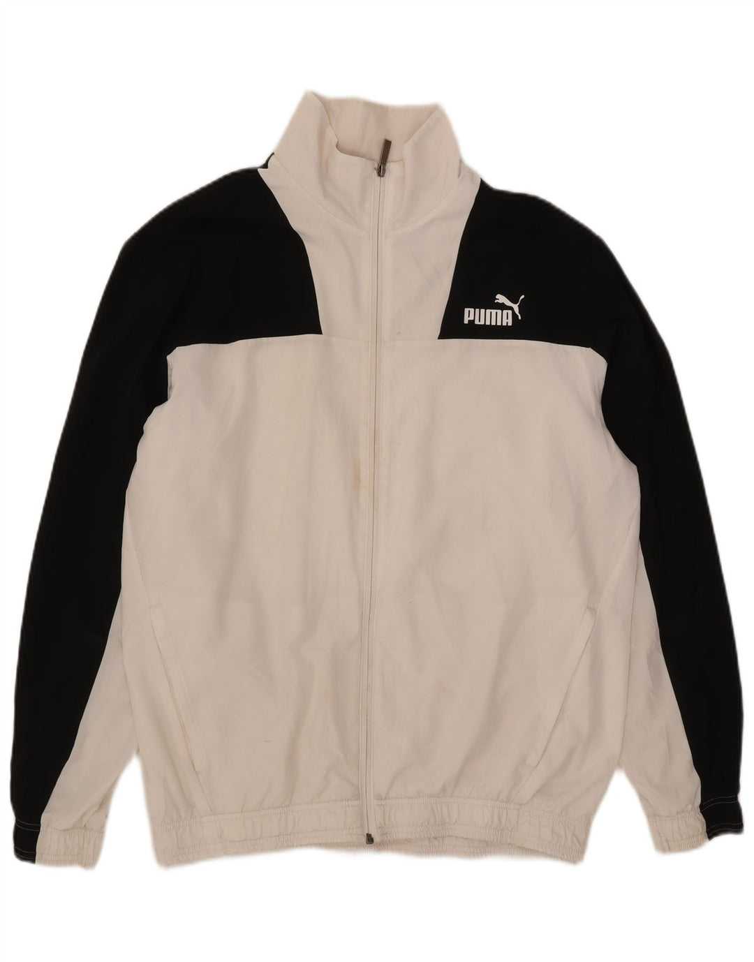 Puma Mens Tracksuit Top Jacket Large White Colourblock Polyester
