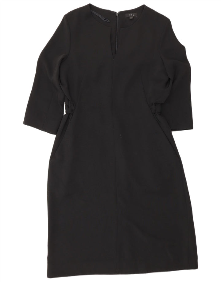 Cos Womens 3/4 Sleeve Sheath Dress EU 38 Medium Black Polyester