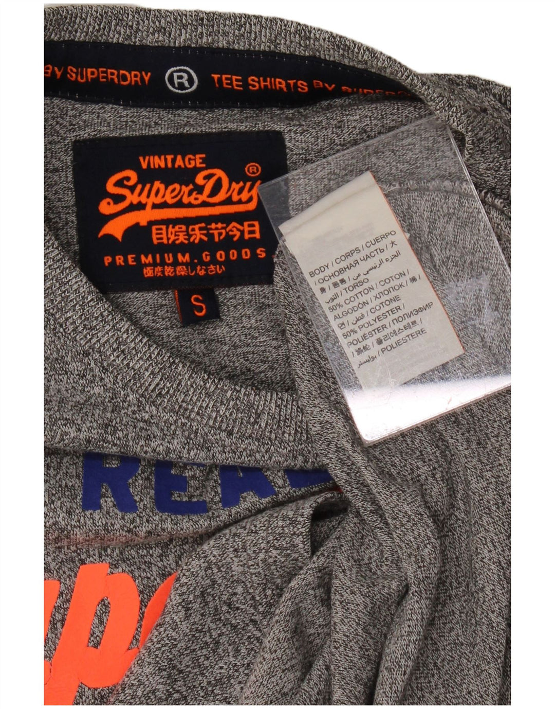 SUPERDRY Mens Graphic T-Shirt Top Small Grey Cotton