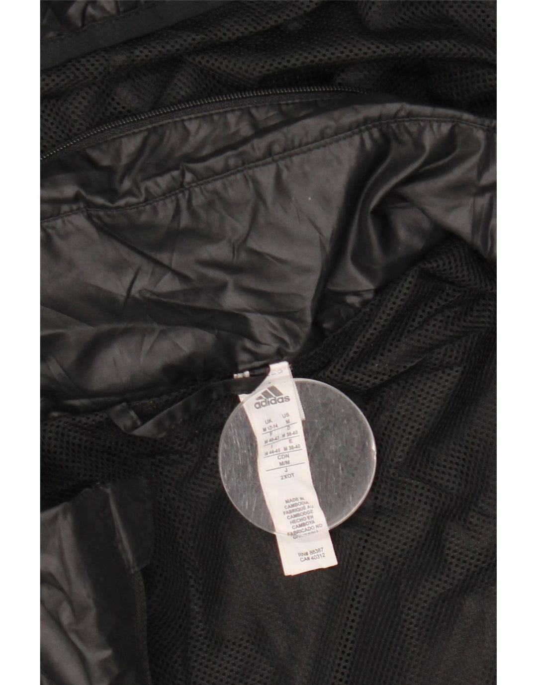 ADIDAS Womens Graphic Hooded Rain Jacket UK 12/14 Medium Black Polyester