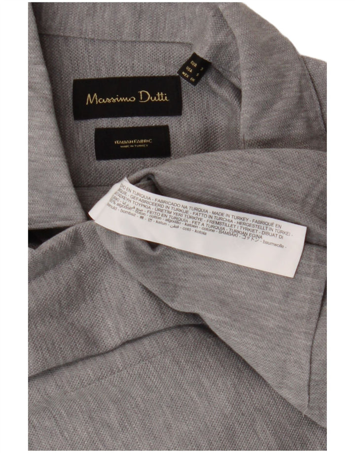 Massimo Dutti Mens Shirt Small Grey Cotton