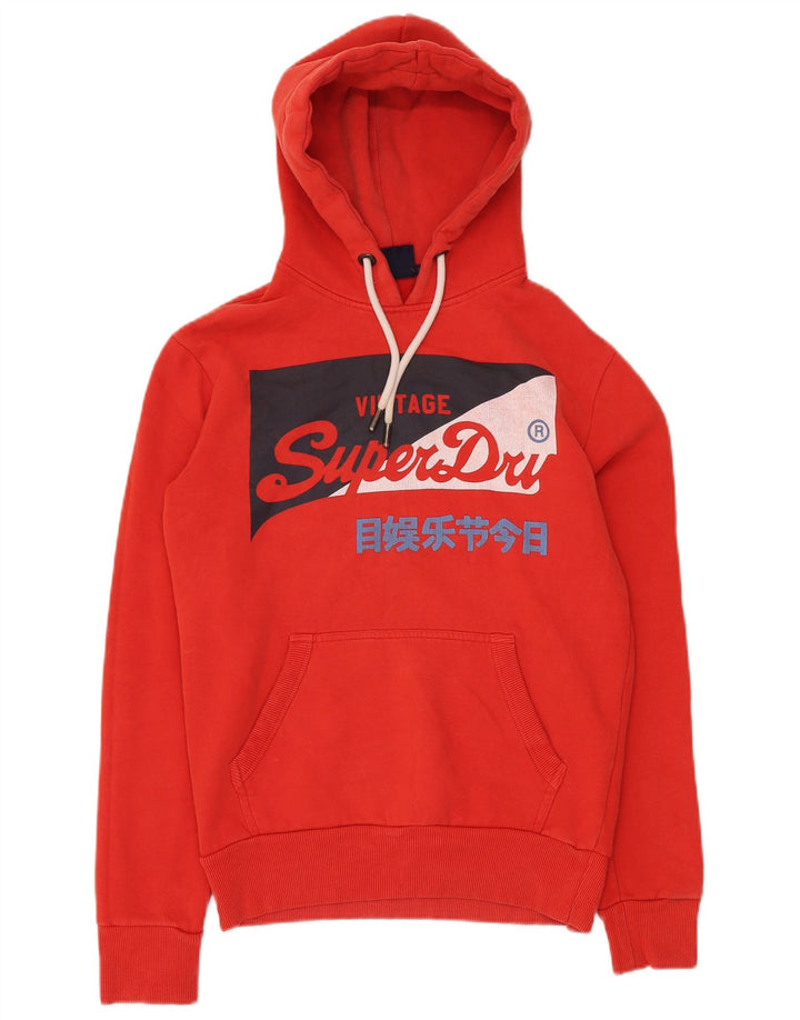 SUPERDRY Mens Graphic Hoodie Jumper XS Red Cotton