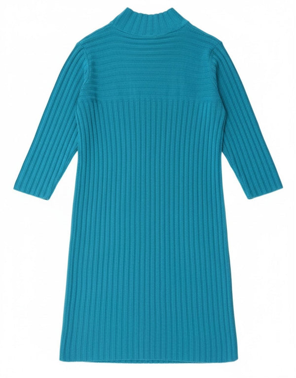 Benetton Womens Long Sleeve Jumper Dress UK 14 Medium Blue Wool