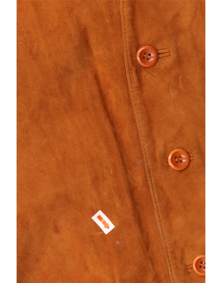 MABRUN Mens Suede Waistcoat IT 56 3XL Brown Leather