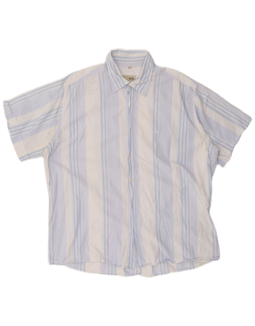 CAMEL ACTIVE Mens Slim Short Sleeve Shirt 2XL Blue Striped
