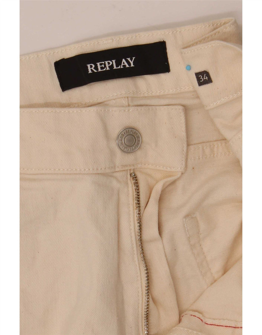 Replay Mens Slim Jeans W34 L31 Off White