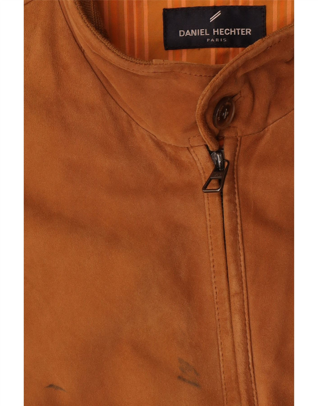 Daniel Hechter Mens Suede Bomber Jacket UK 40 Large Brown Leather