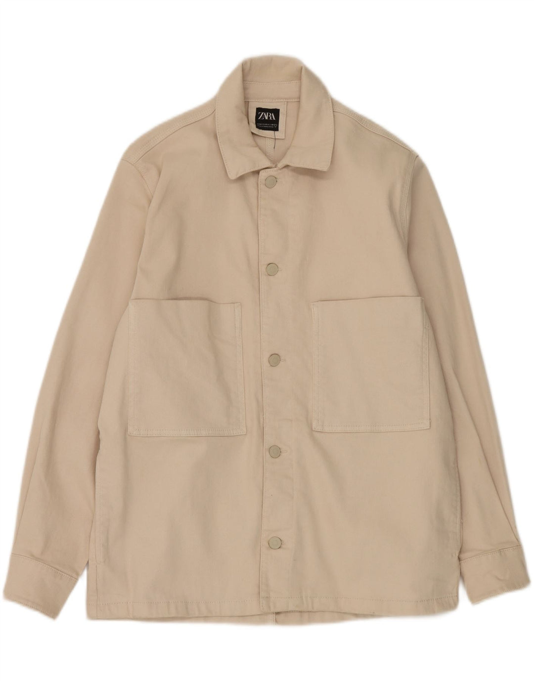 Zara Mens Utility Jacket UK 38 Medium Beige Cotton