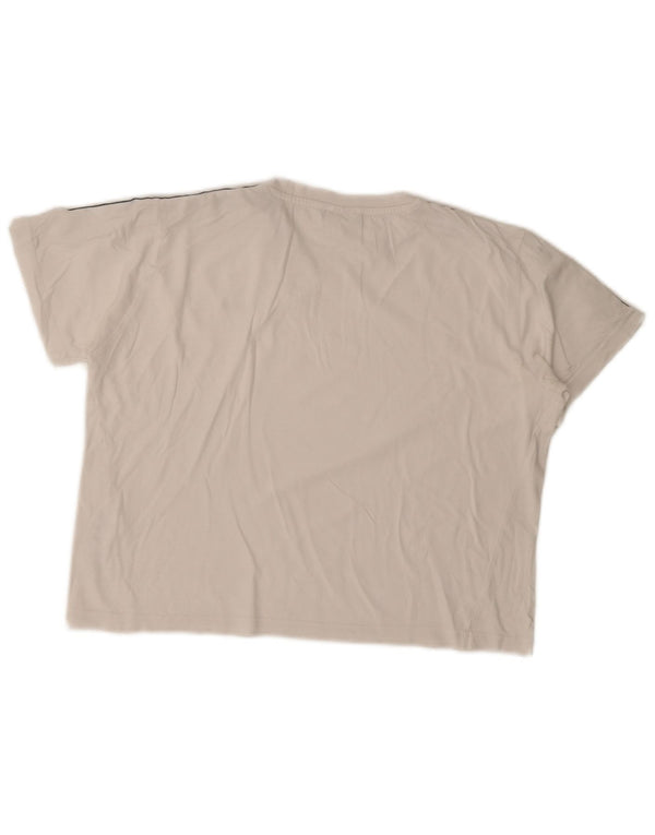 Fila Womens Crop Graphic T-Shirt Top UK 14 Medium White Colourblock Cotton
