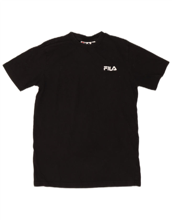 FILA Womens T-Shirt Top UK 6 XS Black Cotton