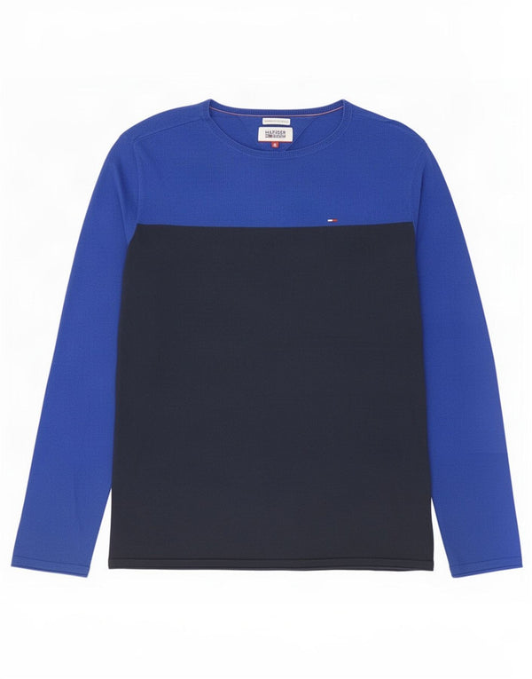 Tommy Hilfiger Mens Top Long Sleeve Small Blue Colourblock Cotton
