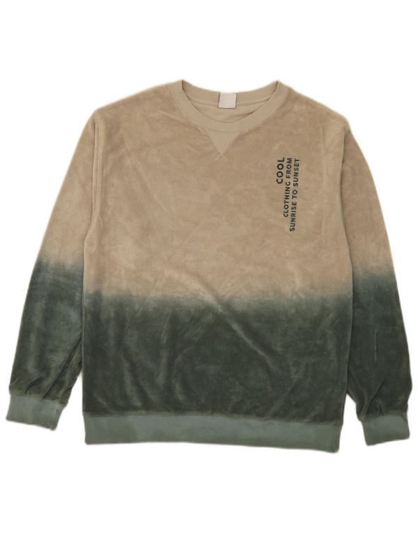 Zara Boys Graphic Sweatshirt Jumper 13-14 Years Beige Colourblock Cotton