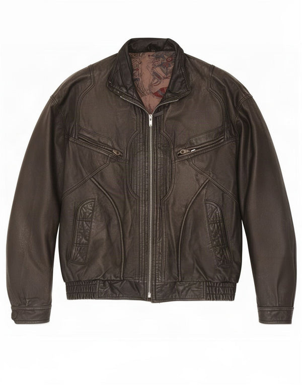Vintage Mens Leather Jacket IT 56 3XL Black