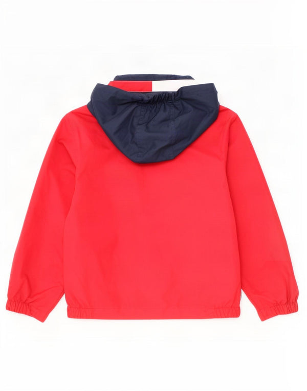 Tommy Hilfiger Boys Hooded Bomber Jacket 4-5 Years Red Colourblock