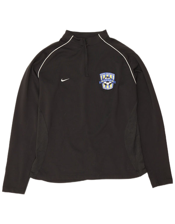 Nike Womens Zip Neck Graphic Top Long Sleeve US 16/18 XL Black