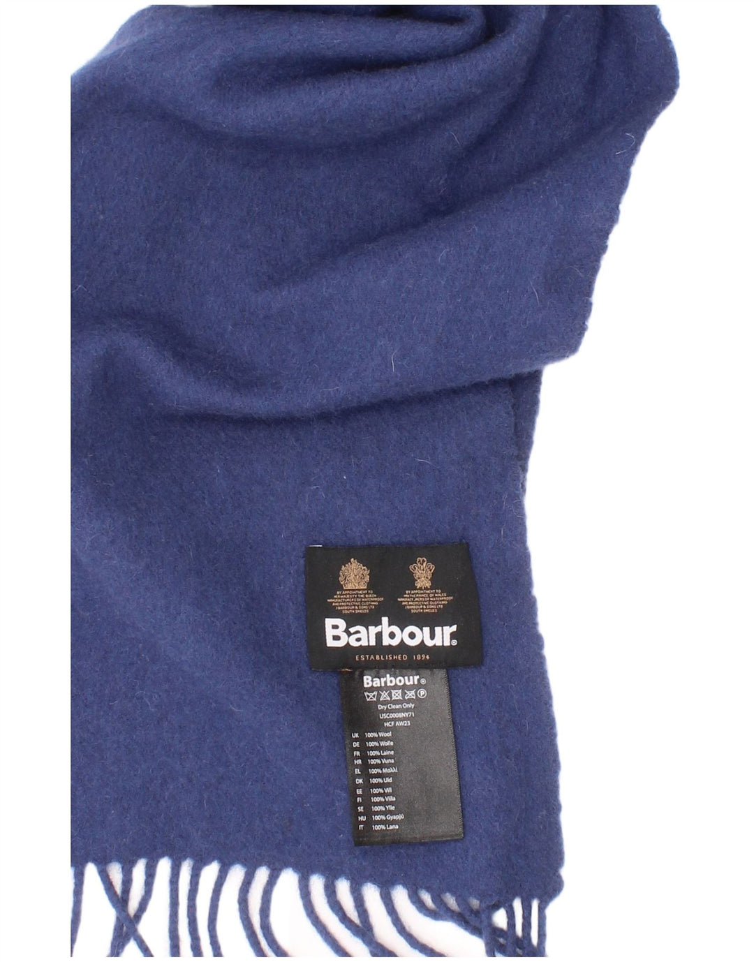 Barbour Mens Rectangle Scarf One Size Blue Wool