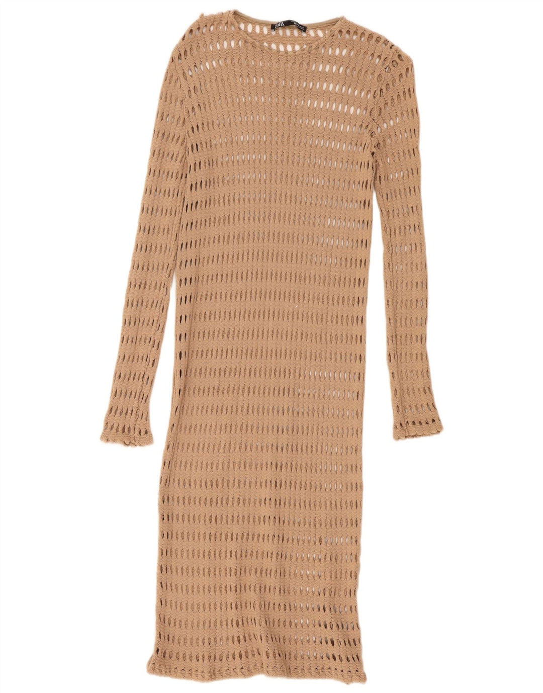 Zara Womens Crochet Beach Dress UK 12 Medium Beige