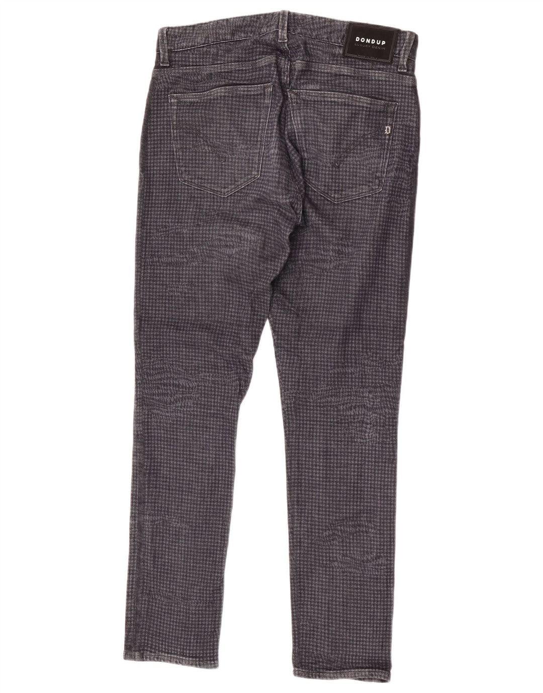 Dondup Mens Slim Jeans W32 L30 Grey Houndstooth Cotton