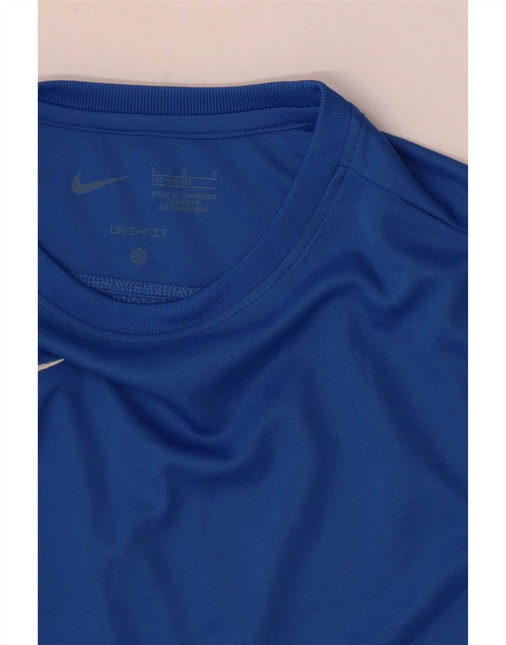 Nike Boys Dri Fit Top Long Sleeve 12-13 Years Large Blue