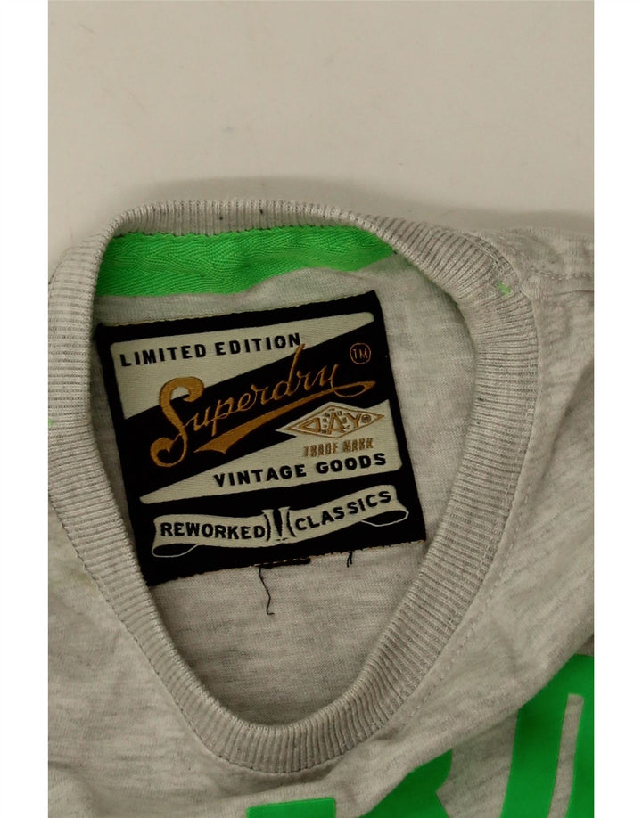 Superdry Mens Graphic T-Shirt Top Medium Grey Cotton