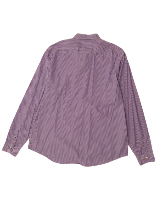 Lacoste Mens Shirt Size 45 XL Purple Pinstripe Cotton