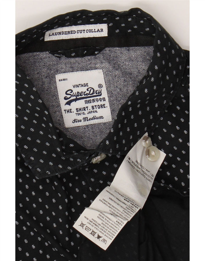 SUPERDRY Mens Shirt Medium Black Spotted Cotton