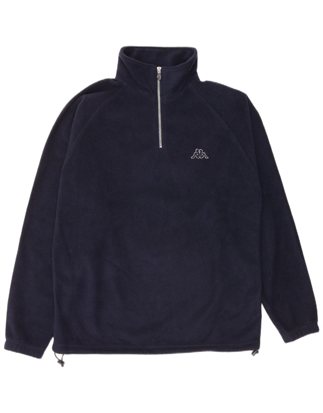 KAPPA Mens Zip Neck Fleece Jumper Large Navy Blue Polyester