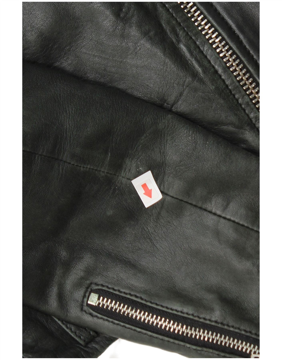 Zara Womens Crop Leather Biker Jacket UK 12 Medium Black